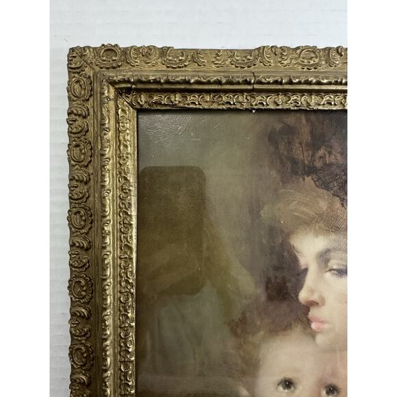 Vintage Gold Framed A.Fenti Pini Print signed Portrait Of Mother & Child Marked - Picture 5 of 13